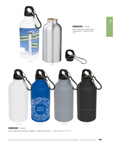 Oregon 400 ml matte water bottle with carabiner